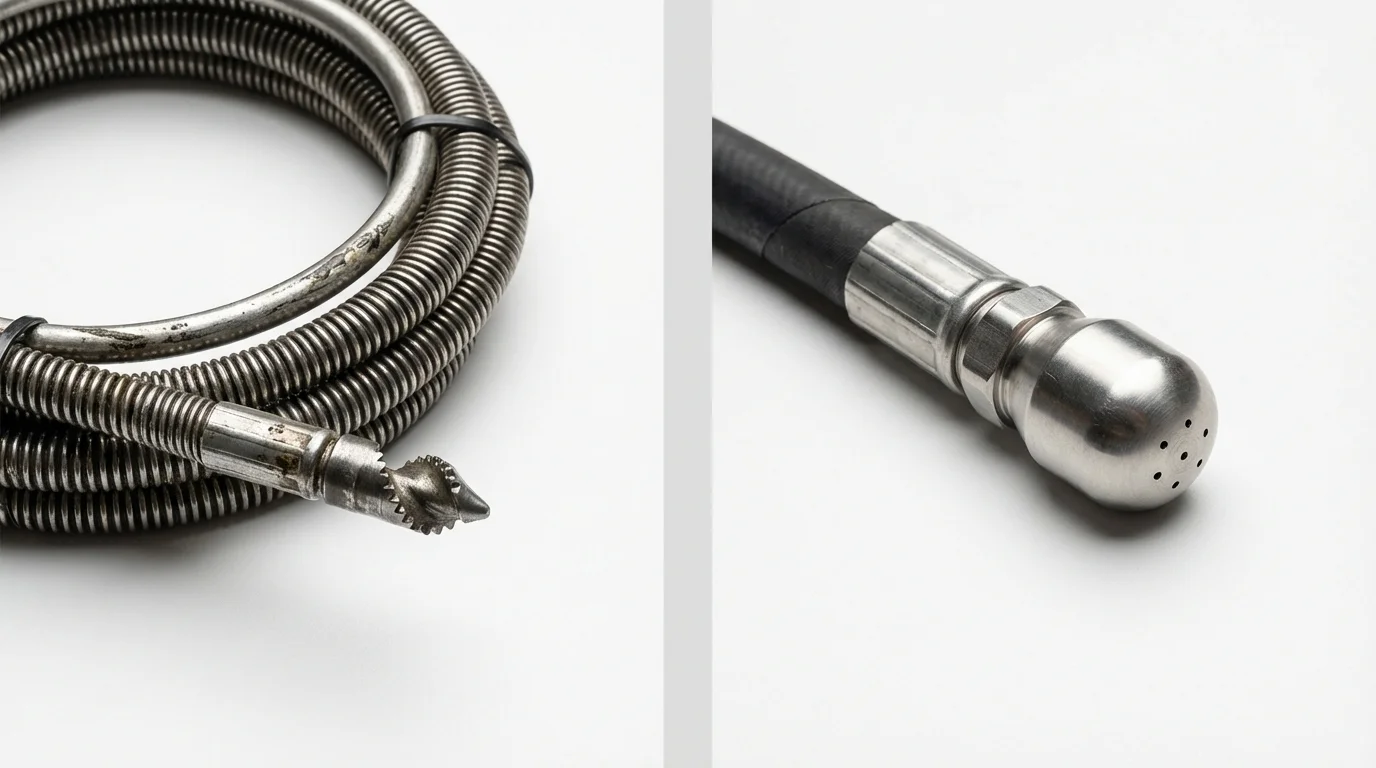 Drain snake cable and hydro jetting nozzle used for drain cleaning in Watonga, OK